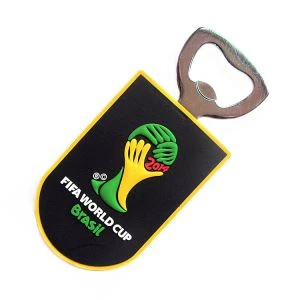 Miljøvenlig souvenir blød PVC-flaskeåbner med metal