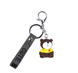 3D PVC Silikone Bear Nøglering Gummi Mini Taske Nøglering