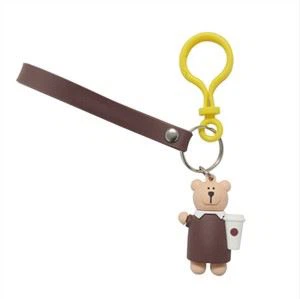 Tegneseriebjørn 3D blød pvc nøglering PVC figur nøgleholder